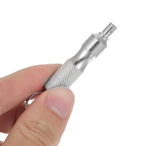 4 PCS Valve Core Removal Tool Keychain, Stainless Steel Tire Valve Stem Tool Portable Valves Core Disassembly and Repair Tools for Bicycle Car Motorcycle Repair Install Accessory