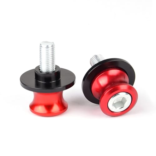 Goldfire 2pcs 10MM M10 X1.25 Motorcycle Swing arm Sliders Spools CNC Swing Arm Stand Screw for FZR 1000/600R/400 for Kawasaki Z750 /Z750S/ Z750R /ER-6F /ER-6N / Duke 125/200/390 (Red) - color: Red