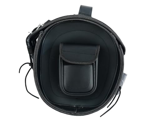 Vance Leather Plain PVC Motorcycle Tail Bag w Quick-Release Straps, Dual Side Pockets, Universal Fit Storage for Cruiser and Touring Motorcycles - style: Plain
