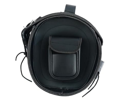 Vance Leather Plain PVC Motorcycle Tail Bag w Quick-Release Straps, Dual Side Pockets, Universal Fit Storage for Cruiser and Touring Motorcycles - style: Plain
