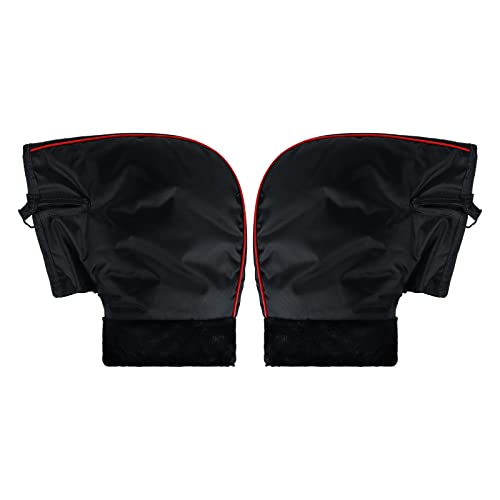 XGOPTS Winter Waterproof ATV Hand Muffs ATV Gloves Windproof Snowmobile Handlebar Covers Motorcycle Gloves Thicken Thermal Grip Handlebar Gauntlet Mitts Hand Warmer Covers - color: Black Small