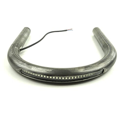 Retro Motorcycle Cafe Racer Seat Frame Hoop Brat Loop with LED Strip Brake Light Tail Light Turn Singal (7/8 inch Tube/Flat Loop/Width 195mm/7.68in) - size: 7/8 inch Tube/Flat Loop/Width 7.68 in