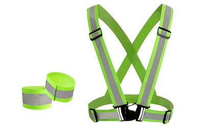 Bilymate Reflective Vest Straps with two reflective arm bands,Unisex Safety Gear Vests for Night Running Cycling Walking