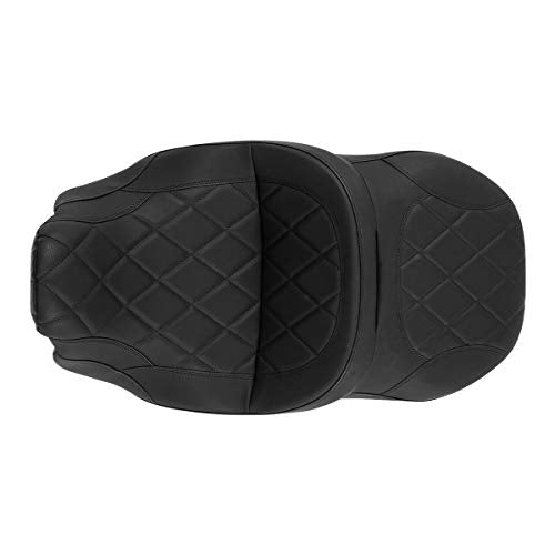 C.C. RIDER Driver Passenger Seat Hammock Seat Fit For Harley Touring 2009-2023 Street Glide Road Glide Road King Electra Glide CVO Models 2009-2022, Standard Reach Black Stitching - color: 15# Black