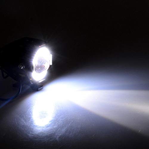 Motorcycle LED Fog Lights U7 Spotlight with High Low Strobe Beam Halo Rings White Central with U7 LED Running DRL Switches Clamps Universal Spotlights Driving Lights 2 Packs - color: Blue
