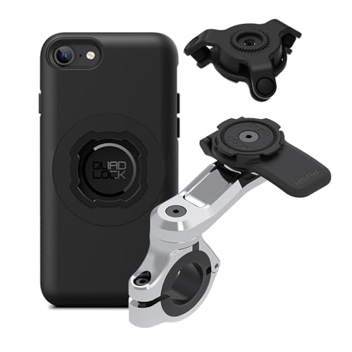 Quad Lock Motorcycle Handlebar Phone Mount PRO Chrome with Vibration Dampener and MAG Phone Case for iPhone SE (3rd / 2nd Gen) & 8/7 - size: iPhone SE (3rd / 2nd Gen) & 8/7