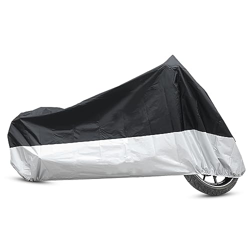 uxcell XXL 190T Rain Dust Protector Black+Silver Scooter Motorcycle Cover 104inch for Harley Davidson - color: Black Silver, size: XX-Large