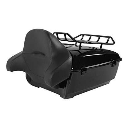 SLMOTO Motorcycle Vivid Black King Tour Trunk Luggage Rack Backrest Fits for Harley Davidson Touring Road King, Road Glide Street Glide and Select CVO Models 2014-2025 - color: CStyle #01