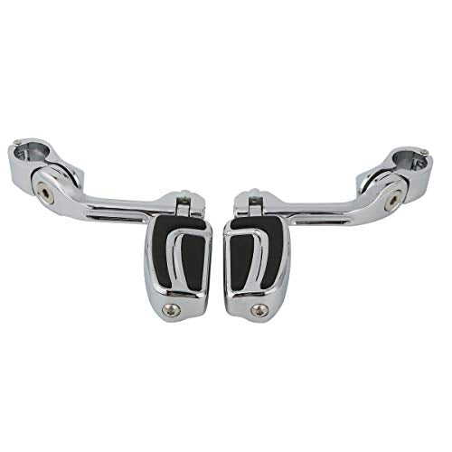 TCMT Airflow Long Angled Highway Footpegs Fit For Harley Softail Sportster Electra Road Glide Road King Street Glide with 1.25" Engine Guard - color: Chrome, size: Style F Long Angled