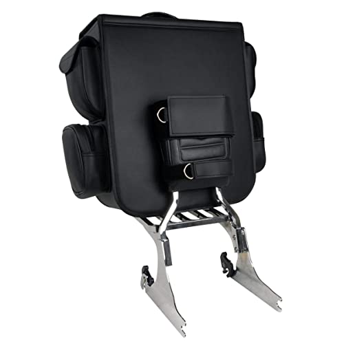 Milwaukee Leather SH584-BLK-PCS Black PVC Two Strap Sissy Bar Bag (16X19X7), One Size