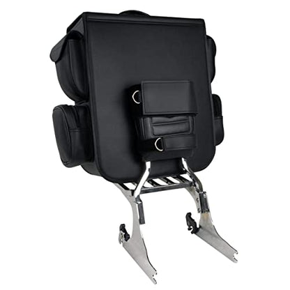 Milwaukee Leather SH584-BLK-PCS Black PVC Two Strap Sissy Bar Bag (16X19X7), One Size