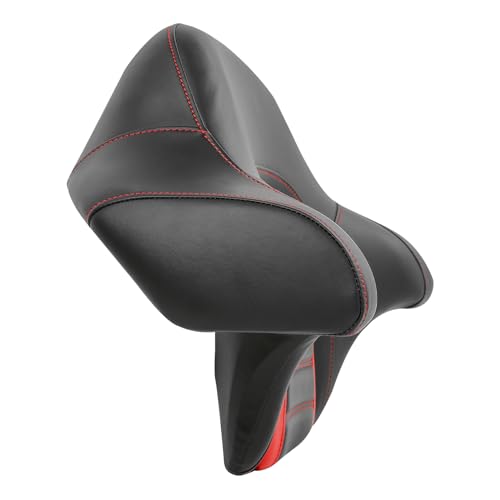 HR3 Wrap Around Backrest Pad for King Trunk Chopped Trunk Compatible with 2014-later Harley Touring Road King Road Glide Street Glide Electra Glide (Red Stitches) - color: Red Stitches