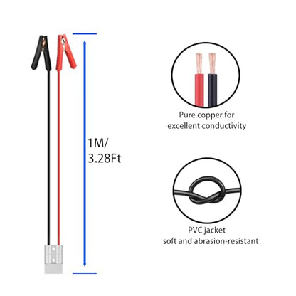 50A Anderson Connector to Alligator Clip 600V Quick Connector Plug Battery Clip 10AWG Battery Alligator Clip with Cable for Trucks,Automobiles,forklifts - size: Anderson-Clip 1m(Pure Copper Wire)