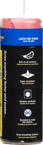 CleanTools The Absorber® Small 17-Inch x 13-Inch, Textured Surface - Synthetic Premium Drying Chamois Cloth for Cars & Bikes - Super Absorbent, Scratch-Free & Machine-Washable (Red) - color: Red