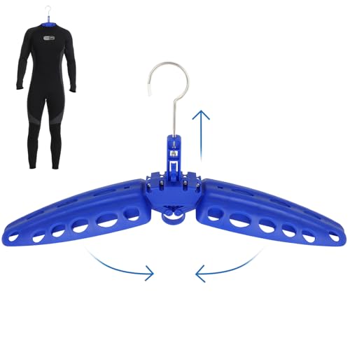 Wetsuit Hanger, Gimilife Surfing & Scuba Diving Accessory, Perfect to Dry Wetsuit Drysuit Life Jacket or BCD, Quick Dry Foldable & Vented Dryer for Wetsuite Dry Suit（1 PCS ） - color: Blue