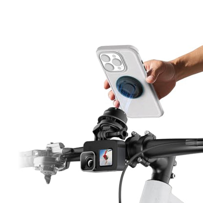 Quick Launch Magnetic Motorcycle Phone Mount QB01&QU01 | Universal Interface, Anti-Vibration Handlebar Bracket, Secure Lock, 360° Blind Installation - style: QB0U1