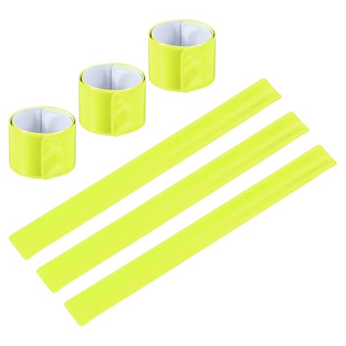 PATIKIL Reflective Slap Bands, Reflector Band Snap Bracelet Armbands High Visibility Safety Reflectors Wrist Strap Strips for Night Jogging Cycling Running - color: Fluorescent Yellow