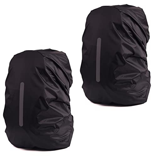 2 Pack Waterproof Rain Cover for Backpack,Backpack Rain Cover with Reflective Strip,Rucksack Rain Cover for Bicycling/Hiking/Anti-Dust/Anti-Theft/Camping/Traveling/Outdoor Activities - color: Black+Black, size: M (For 25L-40L backpack)