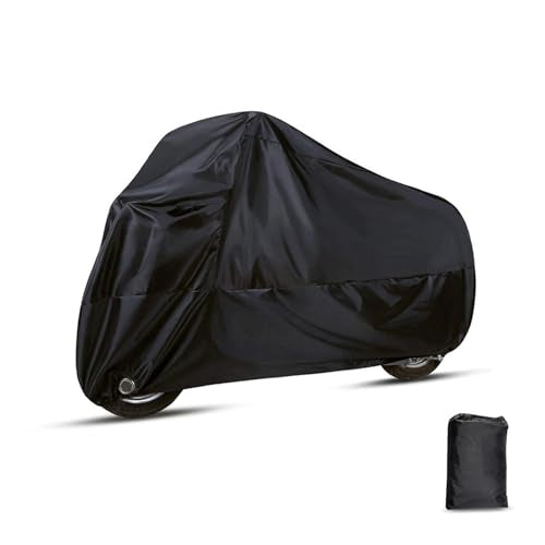 1 PC Motorcycle Cover, 96.4" x 41.3" x 49.2" Waterproof Dustproof Sun-Proof Cloth for All Seasons, Full Coverage Protective Cover with Anti-Theft Lock Hole, Universal for Motorcycles (Black)