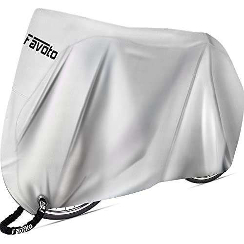 Favoto Bicycle Cover Waterproof Outdoor - Bike Cover for 2 Bikes Outdoor Storage Windproof UV Snow Proof with Lock Hole for Mountain Road City Bike Beach Cruiser Bike, Solid Silver - color: Silver, size: for 1-2 bikes