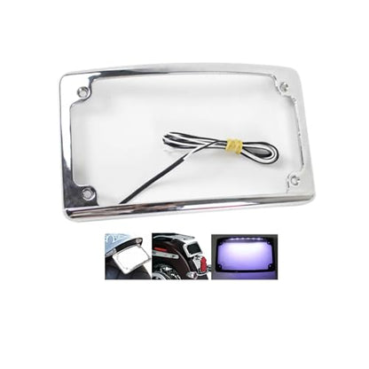 Curved LED License Plate Frame with Illumination Light Compatible with Harley, 12° Curved Design (Chrome) - color: Chrome