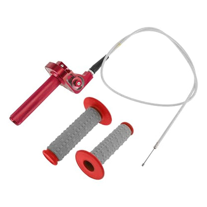 22mm Throttle Grip with 1 Pc 120cm White Throttle Cable 1 Pair of Knobbed Red Handle Sleeves Plastic Aluminum Alloy Motorcycle Throttle Grip Black Red - color: Black + Red