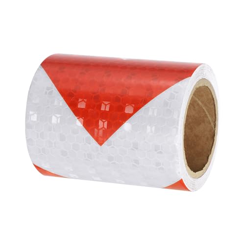PATIKIL Reflective Tape, 1 Roll 3 Inch x 10 Ft Waterproof Self Adhesive High Visibility Caution Warning Safety Tape Reflector for Trucks Trailers Cars, Arrow Red White - color: Red White, size: 3 IN x 10 FT