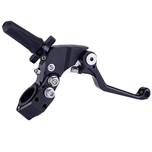 7/8" 22mm Universal Motorcycle Aluminum 360 ° Alloy Foldable Clutch Handle with Mounting Seat for Motorcycle Street Sport Dirt Pit Mini Bikes Scooter ATV -Black - color: Black