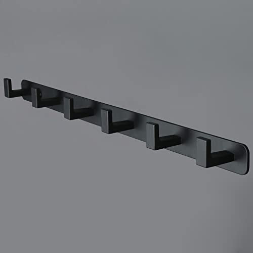Coat Rack, Heavy Duty Stainless Steel 6 Tri Coat Hook Hanger, Wall Mounted Storage Wall Hooks, Rustic Clothes Hook/Key Hook Rail for Bathroom Kitchen Entryway(6 Hook Black) - color: Black, size: 6 Hook-1 Pcs