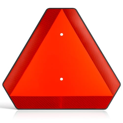 Slow Moving Vehicle Safety Sign,Slow Moving Vehicle Triangle Sign,Plastic 14"x16" Engineering Grade Reflective for Golf Cart (Plastic) - color: Plastic