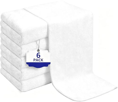 Puomue White Salon Towels, Super Soft and Absorbent Microfiber Hair Towel for Salon, Bath, Spa, Pool and Home, 27 inch X 16 inch (White - 6 Pack) - color: White - 6 Pack