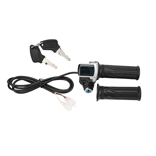 Throttle with Key Scooter Throttle Electric Bike Grip Lock Key Set with LED Indicator 48V Motorcycle Scooter Accelerator Handle Grips Ergonomic Design