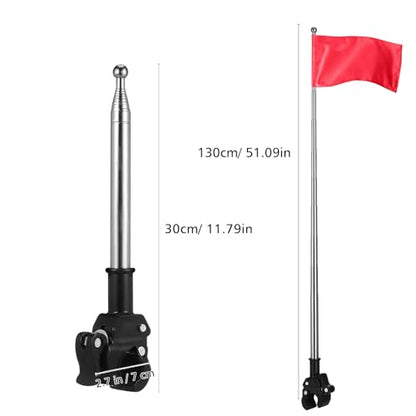 Bike Flag Pole, 2pcs Adjustable Motorcycle Flag Mounts Retractable Stainless Steel Motorcycle Flagpole, Holder for Mountain Road Bicycle Accessories (Extendable up to 52'')