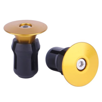 2 Pcs Aluminum Bike Handlebar End Plugs for Road Mountain Bike Handlebar Caps (Gold) - color: Gold