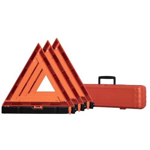 Warning Triangle Sign DOT Approved 3PK,Reflective Warning Road Safety Triangle Kit for Truck,49 CFR Part 571.125 (FMVSS 125) US