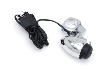 Kuryakyn 1423 Motorcycle Handlebar Accessory: Electrical Power Point/Device Charger with Mounting Clamp, Universal Fit for 1" Diameter Handlebars, Chrome , Black - size: 1 Inch