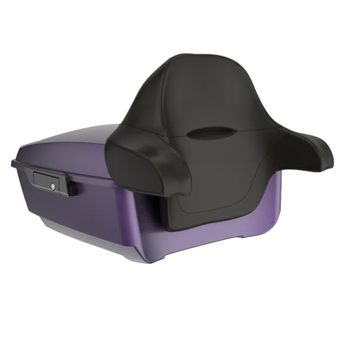 Advanblack 2025 Road Glide King Tour Trunk Pack Black Latch Wrap-Around Backrest Compatible with 1997-2025 Harley Touring Road Glide, Street Glide, Electra Glide (Purple Abyss Denim) - color: Purple Abyss Denim