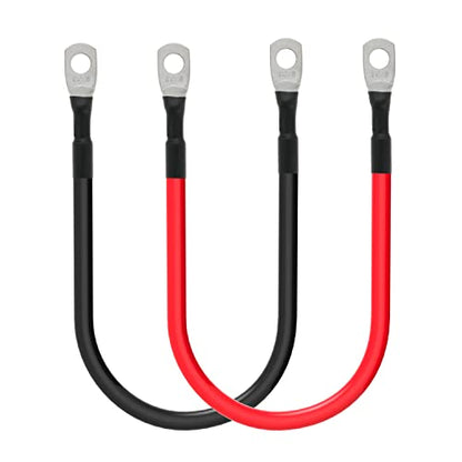 6 AWG Battery Cables 6 Gauge Battery Power Inverter Cable with 5/16 Inch Tinned Copper Lugs Both Ends for Solar Marine Boat RV Car Motorcycle 2 pcs (1FT) - size: 1FT