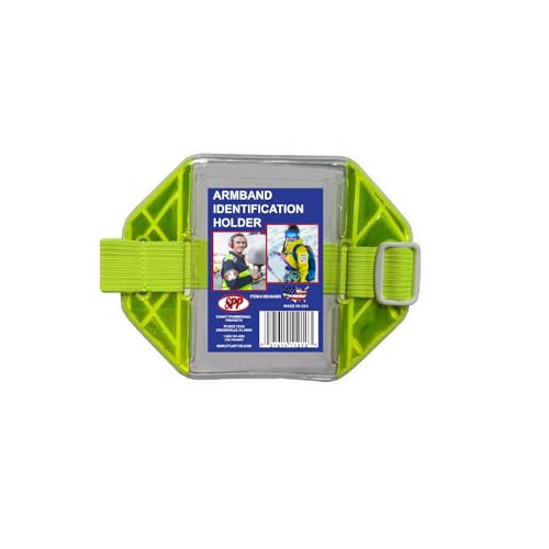 2 Pack Safety Reflective Yellow Armband Badge Holder, Yellow Stretch Band, White Buckle, Top Slit, Fits 2 3/4"" x 4 1/8"" Cards, Made in USA - color: Yellow/White, size: 2 Pack