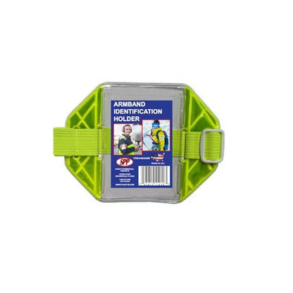 Safety Reflective Yellow Armband Badge Holder, Yellow Stretch Band, White Buckle, Top Slit, Fits 2 3/4" x 4 1/8" Cards, Made in USA - color: Yellow/White, size: 1 Pack