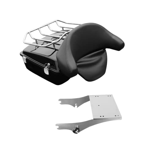 TCMT Chopped Motorcycle Trunk Backrest Pad Luggage Mount Rack Fit For Harley Touring 1997-2008 Road King Road Street Electra Glide Pack - color: Chopped Style D Chrome Rack