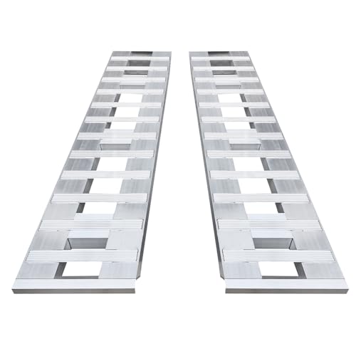 2pcs 6800lbs 6 ft x 15" Aluminum Trailer Ramps with Top Hook Attaching End & Crossbar Anti-Slip Truck Car Auto Ramp Universal Loading Ramps for Motorcycle, ATV, Bike, Lawn Mower - size: 15”W x 72”L