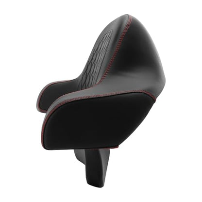 HR3 Wrap Around Backrest Pad for King Trunk Chopped Trunk Compatible with 2014-later Harley Touring Road King Road Glide Street Glide Electra Glide (Diamond Red Stitches) - color: Red Stitches