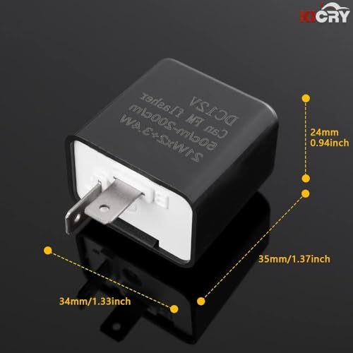 Gebildet 12V Speed Adjustable 2 Pin Direct Replacement Compatible LED Electronic Flasher Relay fix CAR and Motorcycle Turn Signal & Hazard Warn Hyper Flash Relay（Black) - color: Black with wire