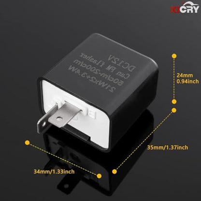 Gebildet 12V Speed Adjustable 2 Pin Direct Replacement Compatible LED Electronic Flasher Relay fix CAR and Motorcycle Turn Signal & Hazard Warn Hyper Flash Relay（Black) - color: Black with wire