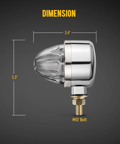 Partsam 1x Glass Watermelon Light Single-Face Amber LED Turn Signal Marker Light, Zinc Alloy Housing Clear Lens Post Mount for Peterbilt Freightliner Semi Truck Trailer, 12V - color: ClearLensAmberLights