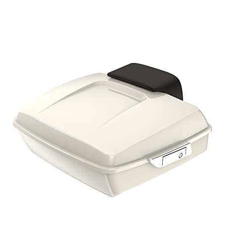 Advanblack Golden White Pearl Chopped Tour Trunk Pack Chrome Latches Compatible with Harley Touring 14-25 Road Glide Street Glide - Weather Resistant, Spacious Storage for Daily & Short Touring - color: Golden White Pearl, size: Chopped Rear Tour Trunk Pa