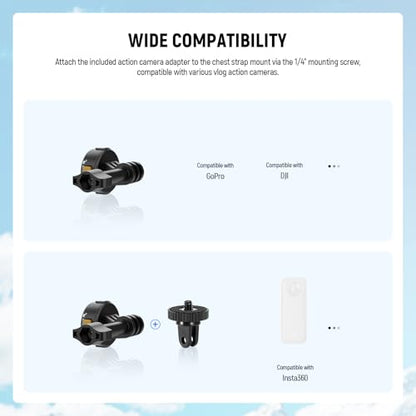 NEEWER Chest Mount Harness for Action Camera,Adjustable Hand Free Chest Strap Compatible with GoPro Hero DJI Osmo Insta360,Magnetic Release Action Camera Chest Mount for Point of View Video Vlog,GP25 - style: GP25 Accessory