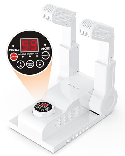 FORLIM [Upgraded Temperature Control] Boot Dryer for Work Boots - Shoe Dryer with 24-Hour Delay Timer, Portable Glove Dryer & Boot Warmer, Automatic Shut-Off Timer, Folding Design, Smart Panel, White - color: Temperature Control + Delay Timer + Ozone (Whi