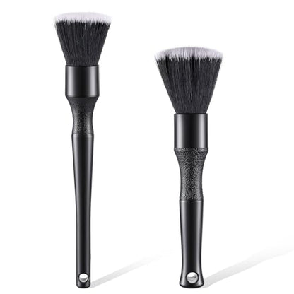 2PCS Ultra-Soft Car Detailing Brush Set, Scratch-Free Auto Interior & Exterior Cleaning Brushes with Comfortable Grip for Dashboard, Air Vents, Wheels, Leather Seats